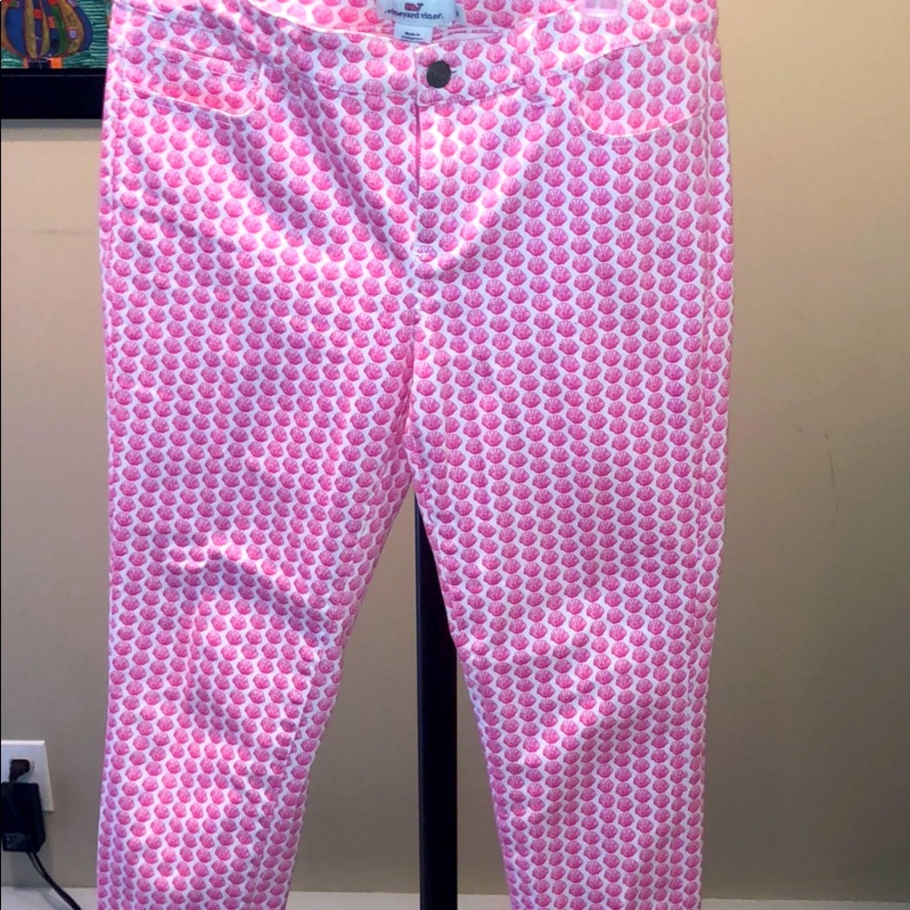 Vineyard Vines Pink and White Scallop Printed Jean
